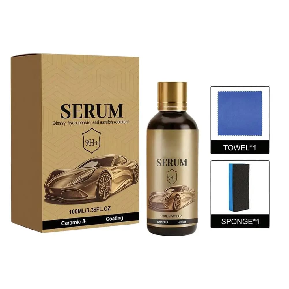 Kit di Rivestimento Ceramico al Grafene 9H+ da 100ML, Siero Protettivo per Vernice Auto ad Alta Lucentezza e Idrofobico con Spugna e Panno, Cera per Detailing Auto