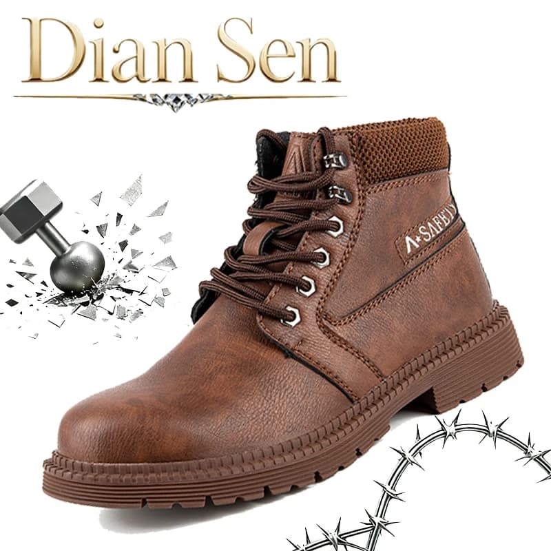 Unisex Work Shoes Safety Outdoor Protective Boots Wear-Resisting Non Slip Water Resistant Hiking Boots Anti-Puncture Size 36-47