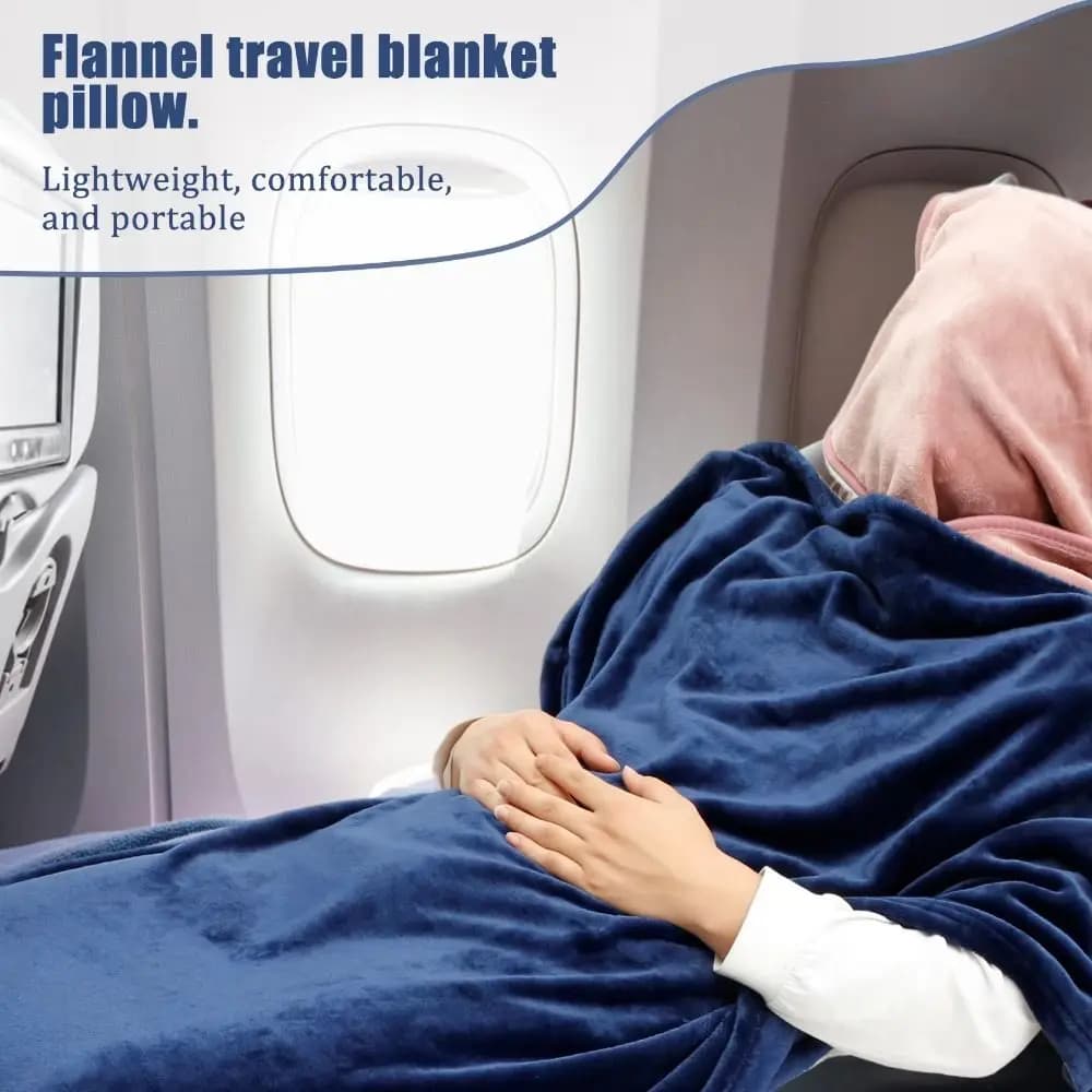 Set Multifunzionale 2 in 1: Cuscino da Viaggio e Coperta, Caldo, Pieghevole, Portatile, Comodo e Morbido, Ideale per Auto