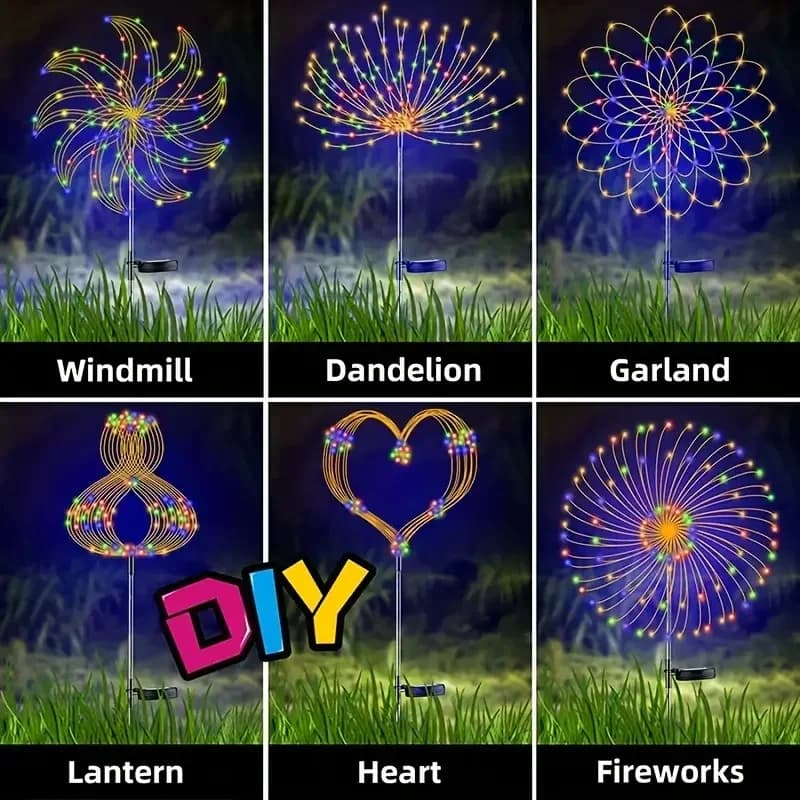 200 LED Fireworks Solar Lights, Outdoor Waterproof, Solar Garden Lights with 8 Lighting and Remote Control Modes, Bright Decorations