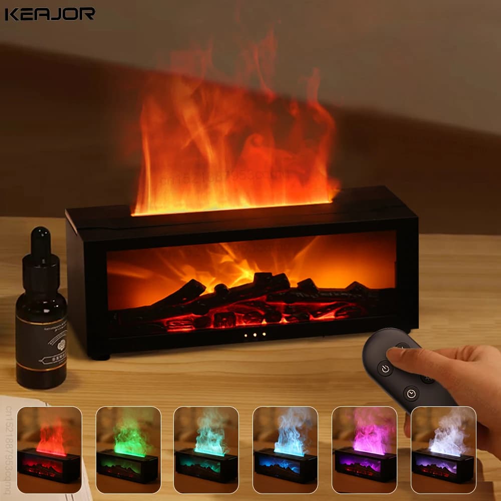 Aromatherapy Diffuser with Flame Effect, Essential Oil Humidifier, Fragrance Diffuser for Aromatherapy with RGB Light and Remote Control
