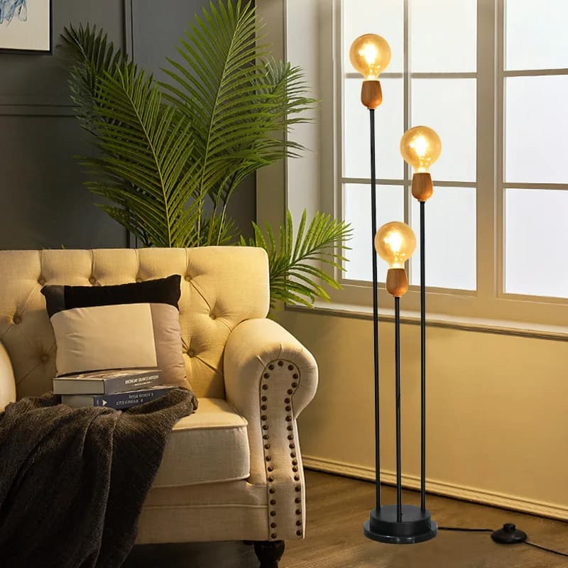 Postmodern Minimalist Floor Lamps Villa Parlor Background Decoration LED Stand Light Bedroom Study Illumination 3 Heads Fixtures