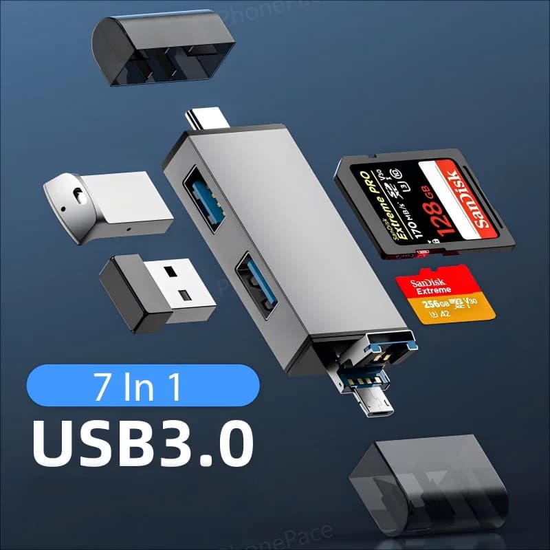 7 In 1 Multifunction Usb 3.0 Card Reader Micro TF SD Card Memory Reader USB Flash Drive Type C Card Adapter OTG