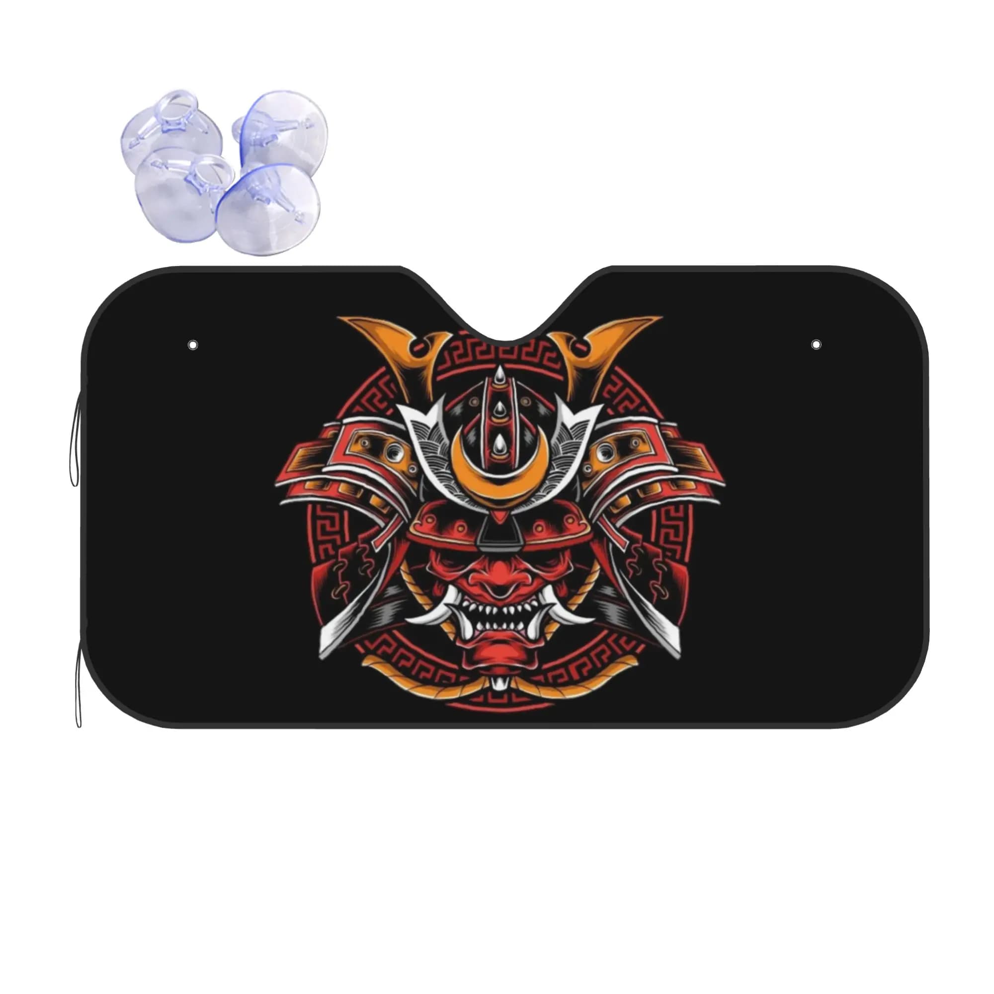 Samurai Demon Oni Car Front Windshield Sun Visor UV Protection Car Sun Shade Heat Insulation Cover Aluminum Foil Car Sunshade
