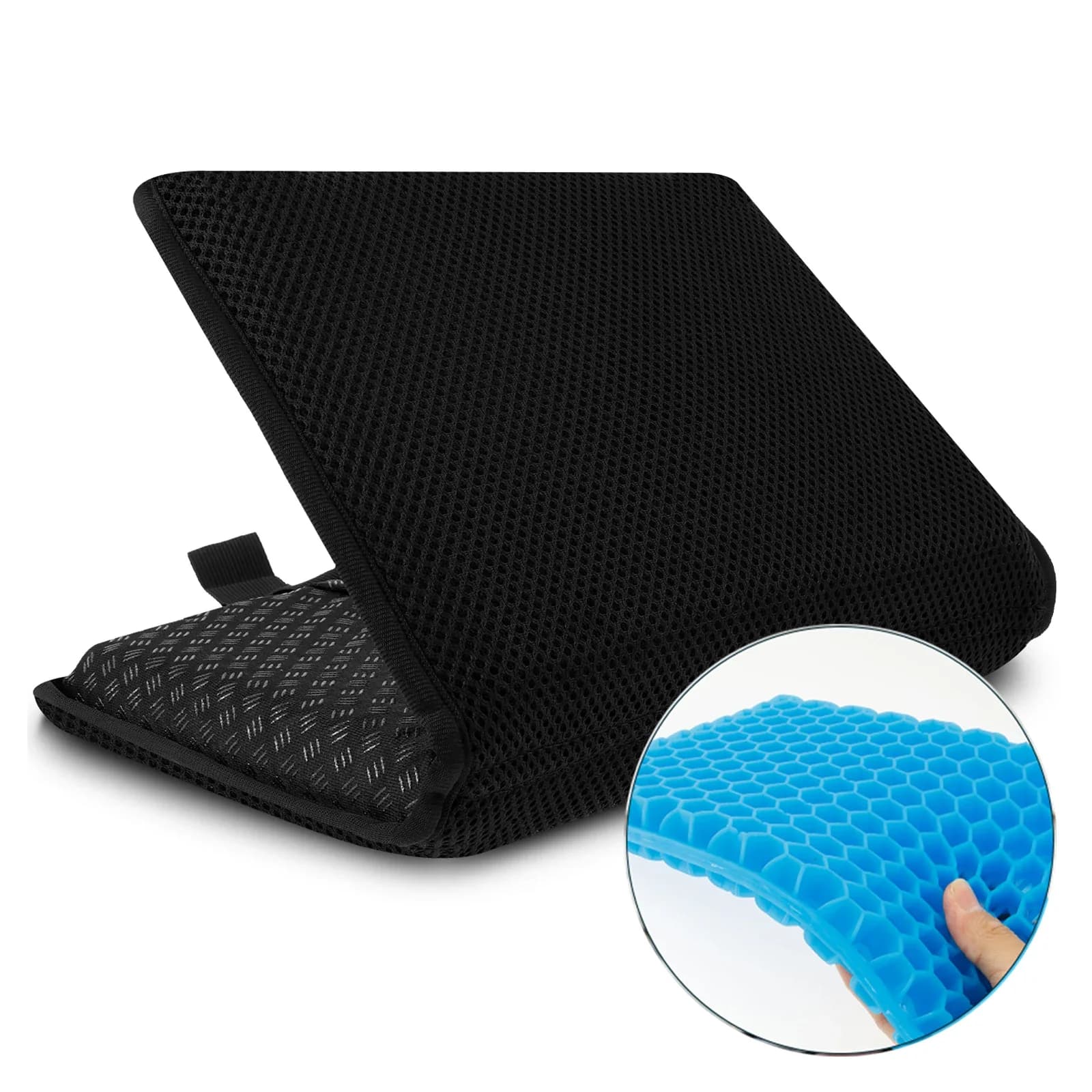 3D Foldable Gel Bearing in Nido d'Ape, Fresh and Breathable, Portable for Travel, Beach, Camping, Car, Office Chair