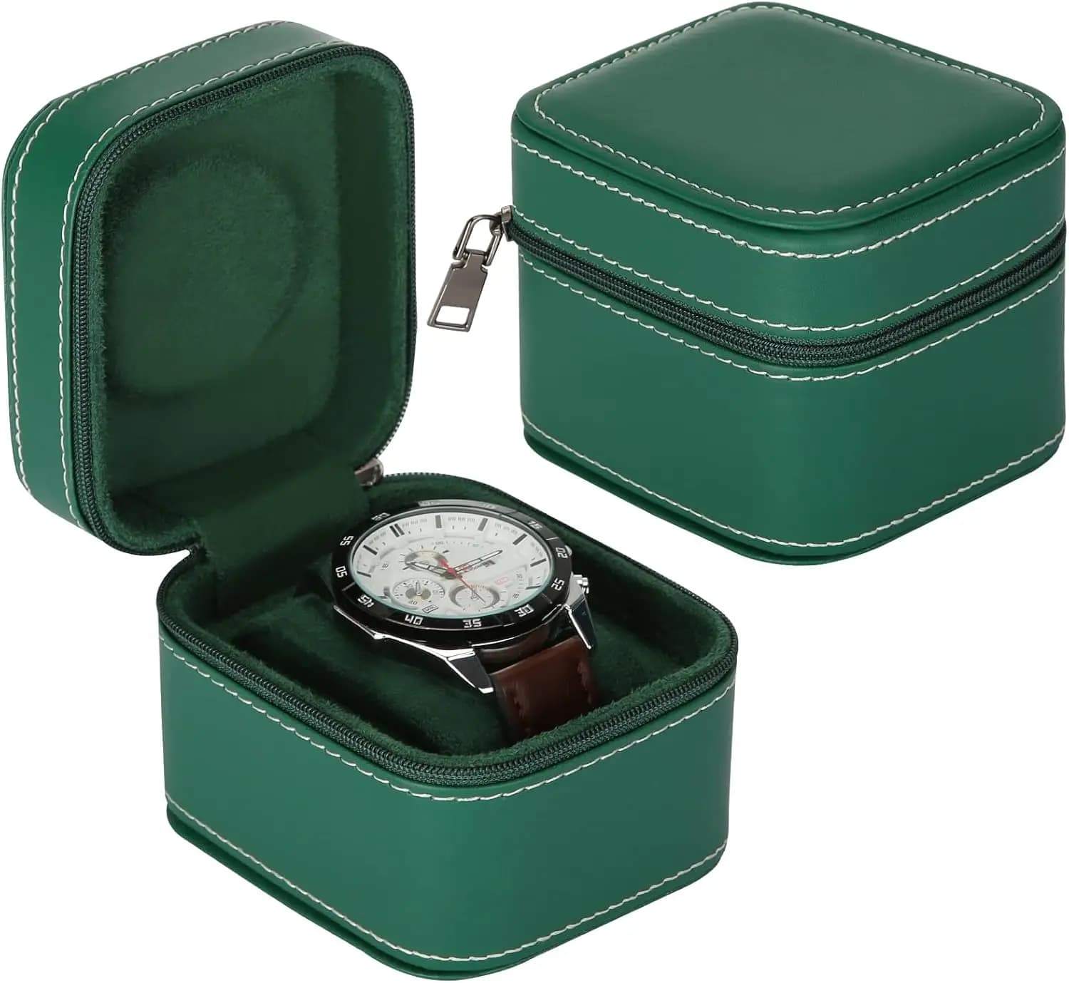 Scatola per orologio singolo, custodia da viaggio portatile con cuscino rimovibile e cerniera resistente per uomo e donna, regalo perfetto per orologi da polso