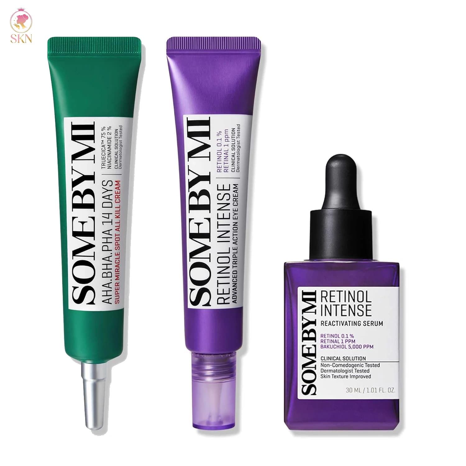 SOMEBYMI Serum al Retinolo, Cream Contourno Eyes, Anti-Macchie Miraculous Cream, Satin Rassodante, Hyaluronic Acid, Centella Asiatica, Hydratante Viso Lenitivo