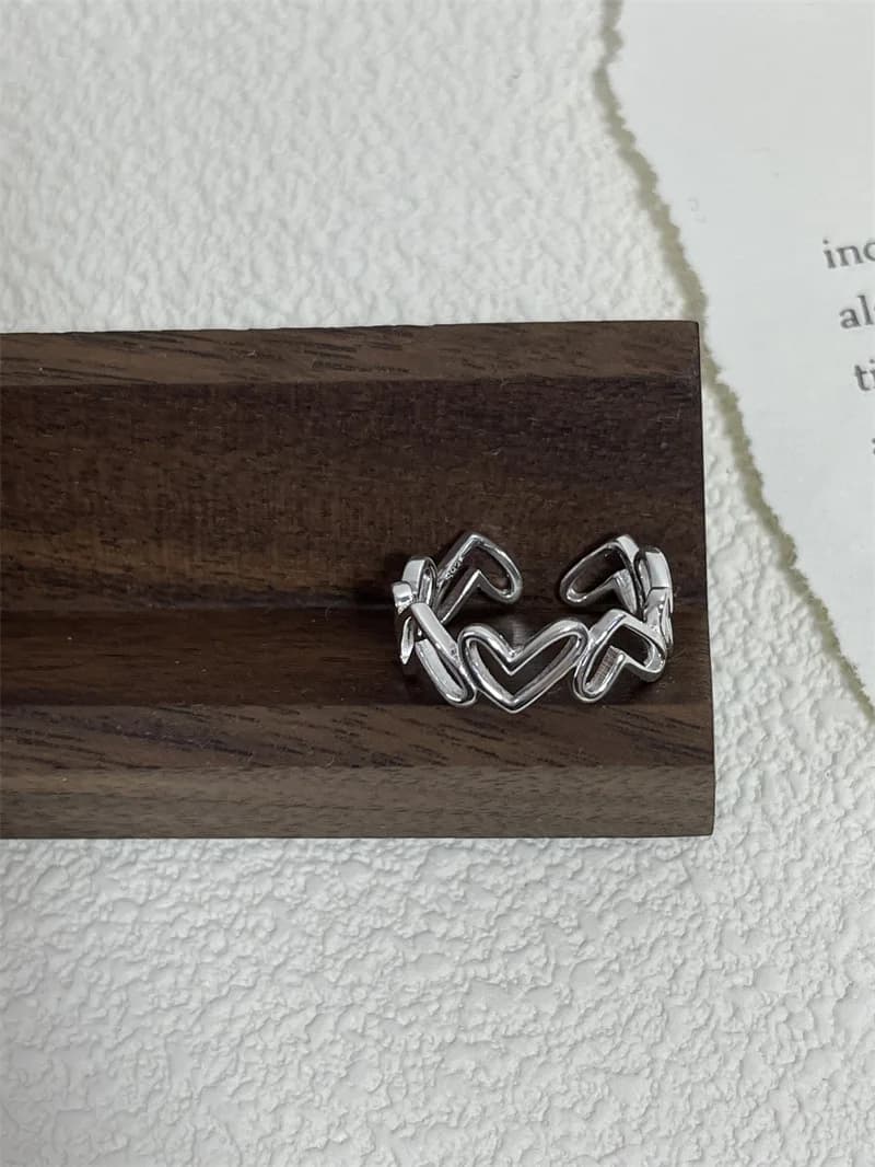 Anello floreale da donna in argento sterling S925 all'ingrosso, non sbiadito, regolabile, lusso leggero, nicchia, anello per dito indice di fascia alta