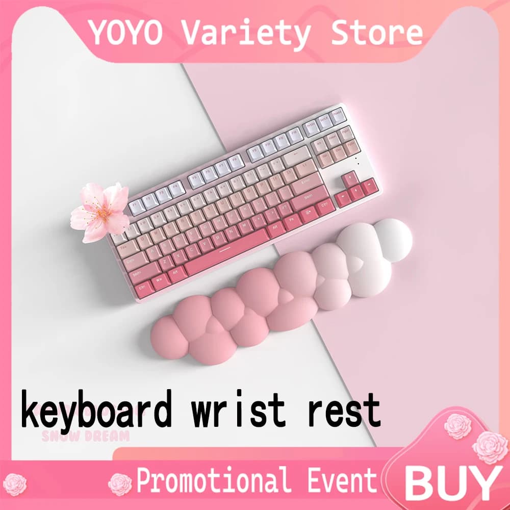 PIWIJOY Marshmallow Cloud 75 Poggiapolsi per tastiera Morbido cuscino ergonomico Rosa Sakura per giochi, ufficio, regalo di San Valentino per ragazze