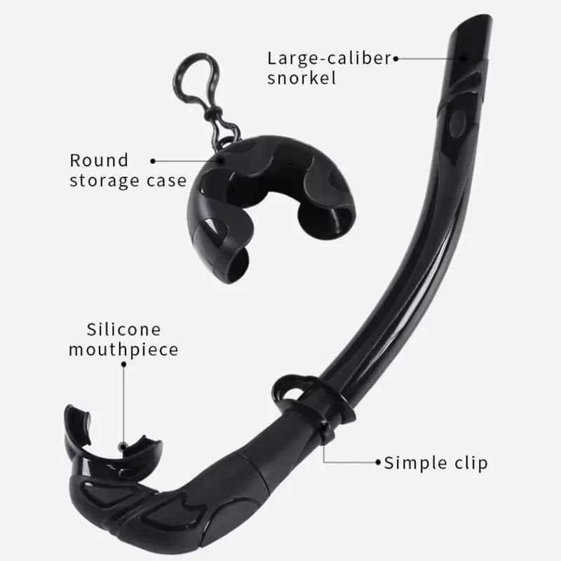 Snorkel bagnato professionale per apnea - Design pieghevole portatile in stile J con 360 ° Rotazione | Comodo bocchino morbido, immersioni