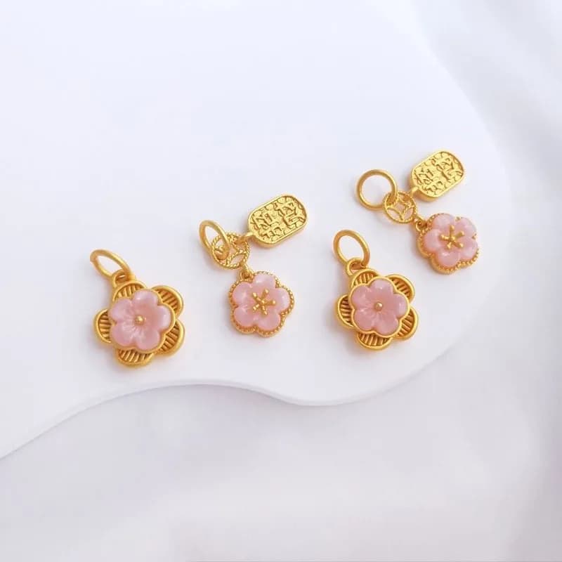 1 pz 14K oro riempito rosa fiore di pesca ciondolo fai da te ornamento fatto a mano ciondolo materiale benedizione braccialetto collana accessori