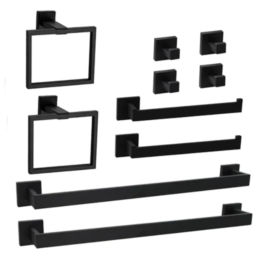 10-Piece Bathroom Hardware Accessories Set Towel Bar Sets Include Towel Bar Towel Holder Toilet Paper Holder Towel Hook 16 inch