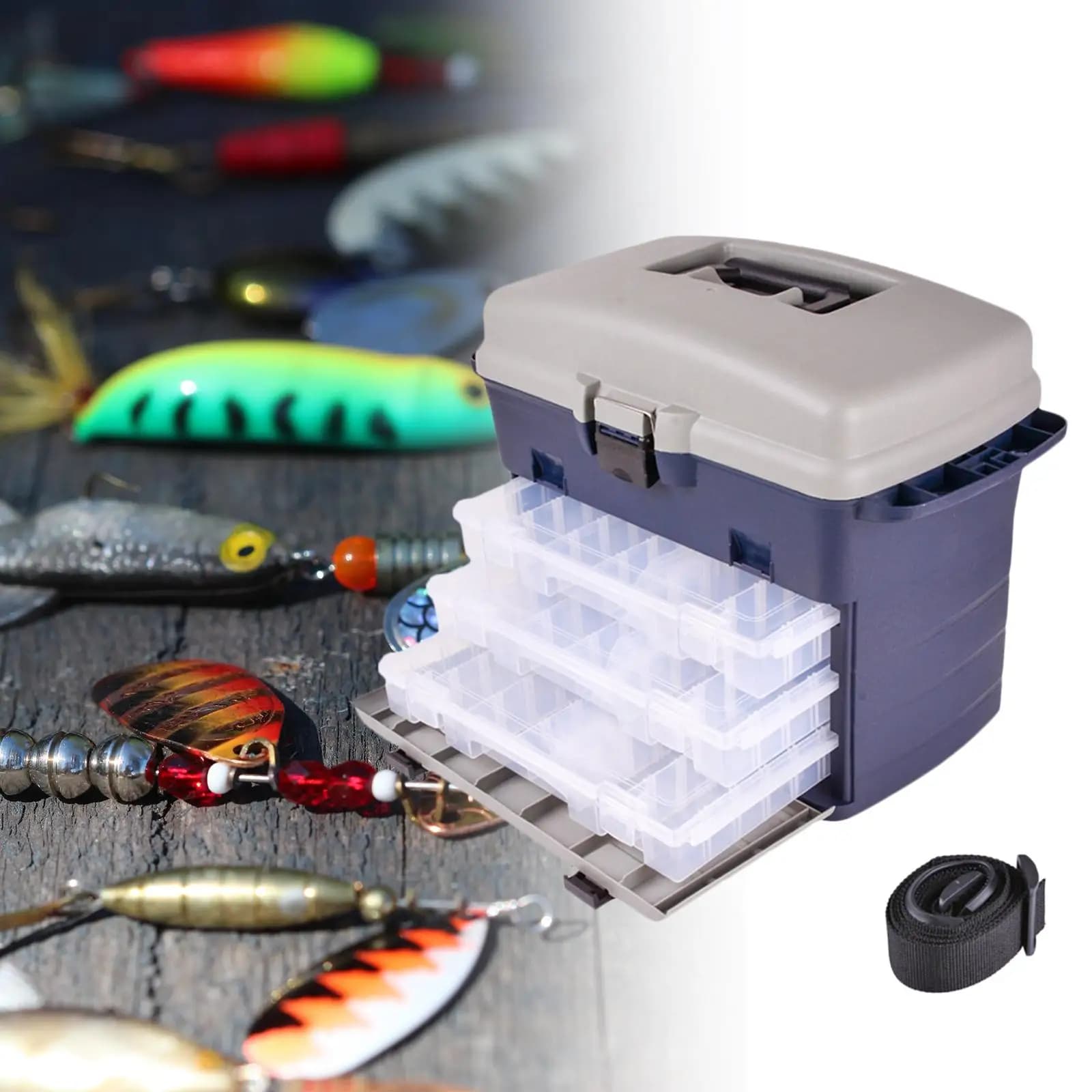 Fishing Equipment Box with Removable Dividers, Multi-sparkling Container for baits