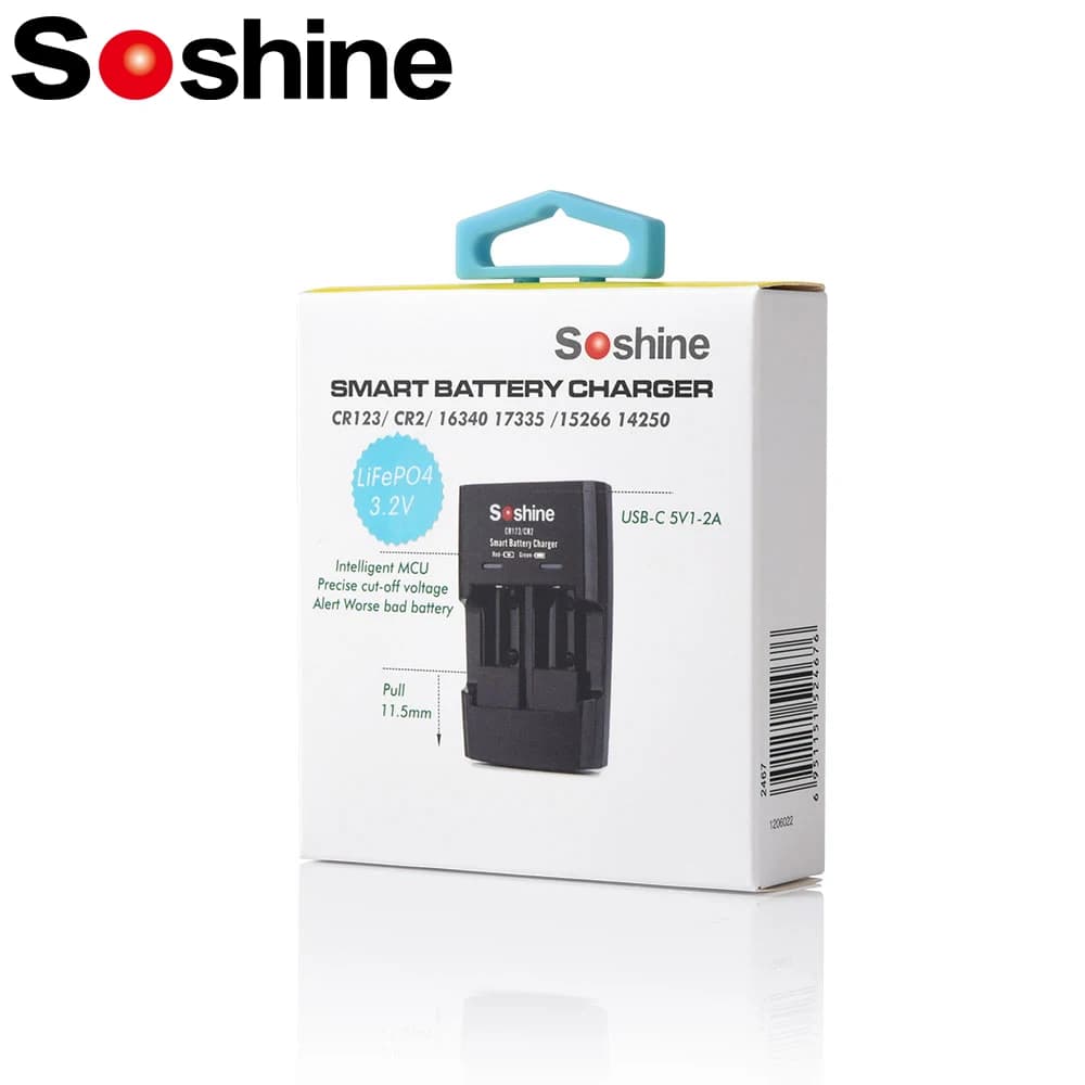 Caricabatteria Soshine 3.2V LiFePO4 Caricabatteria Li-ion S5 da 3,7 V per 2 slot CR2 RCR123 16340 17335 15266P 16340P Cavo USB