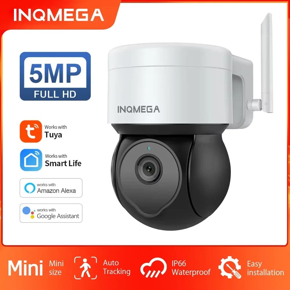 INQMEGA 5MP Tuya External PTZ Camera To Human Detection Security CCTV Camera 1080P Add Google Home and Alexa Wireless IP Camera for Backyard