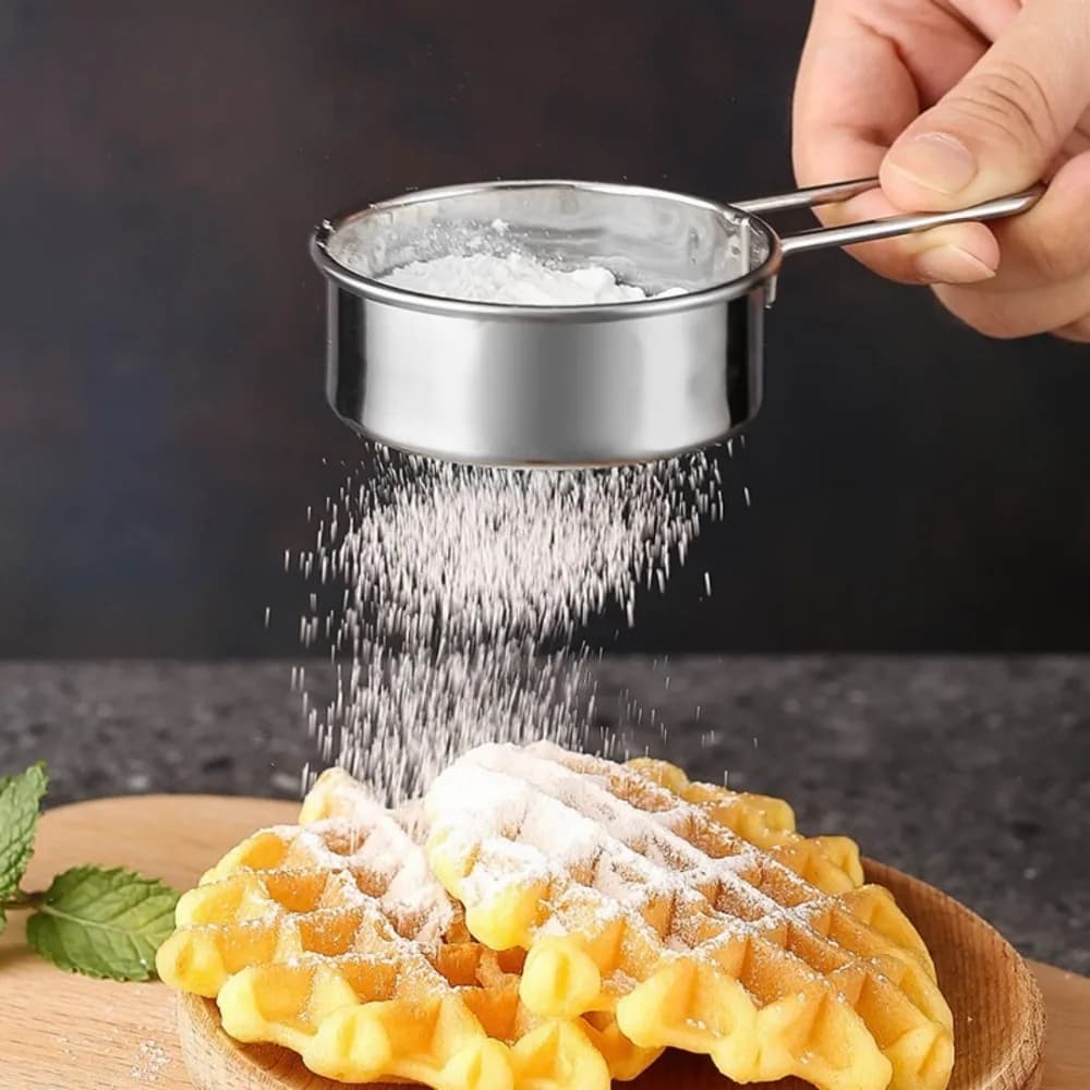 Setaccio per farina manuale in acciaio inossidabile da 1 pezzo per setaccio manuale per farina, imbuto per zucchero, farina e spezie