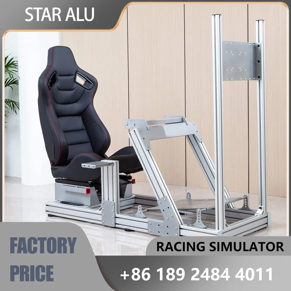 Bundle Completo per Simulatore di Corse, Setup All-in-One per Sim Racing con Volante, Sedile, Pedali, Supporto Monitor, Cockpit in Alluminio