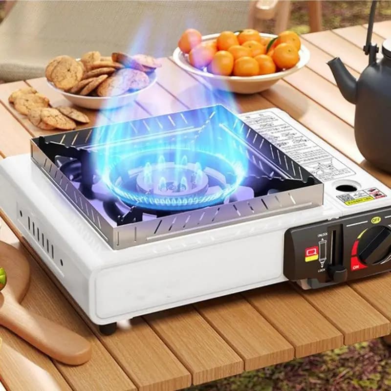 Non-slip Backpack Stove Stainless Steel Outdoor Burner Portable Camping Stove with Gas Tank for Outdoor Camping Hiking Kitchen