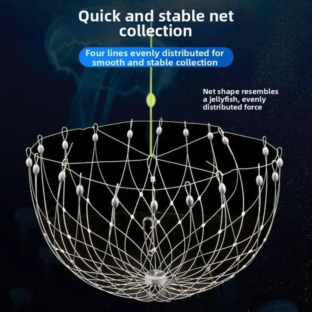 Steel Wire Fishing Net Cage Automatic Open Closing Saltwater Resistant Wire Crab Trap Durable Mesh Portable Design Fish Trap Net
