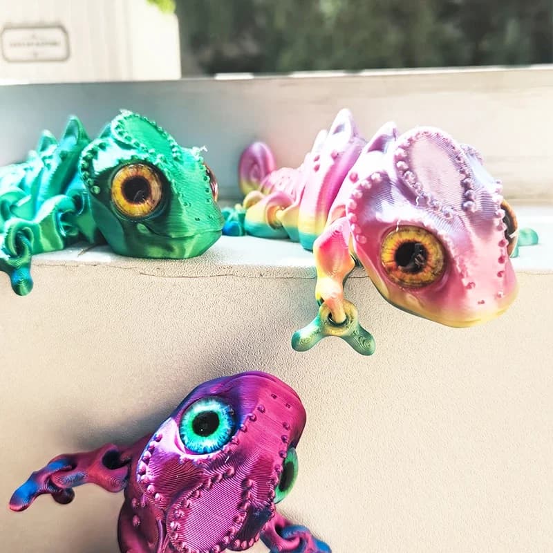 Stampa 3D Camaleonte Figure Mobile Joint Fidget Toy Cartoon Modello animale Giocattolo Accessori per la casa Ornamento da tavolo Regalo per bambini