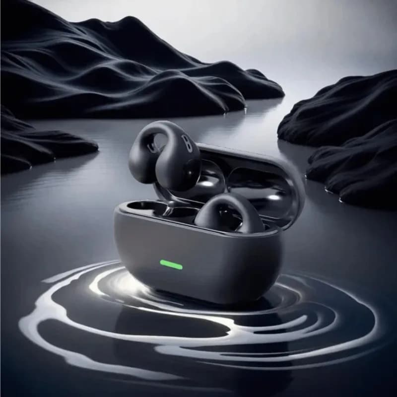 T75 Wireless Bluetooth 5.3 Cuffie a conduzione ossea Clip Ear Musica con cancellazione del rumore Cuffie HD Chiamate Sport Gaming Auricolare