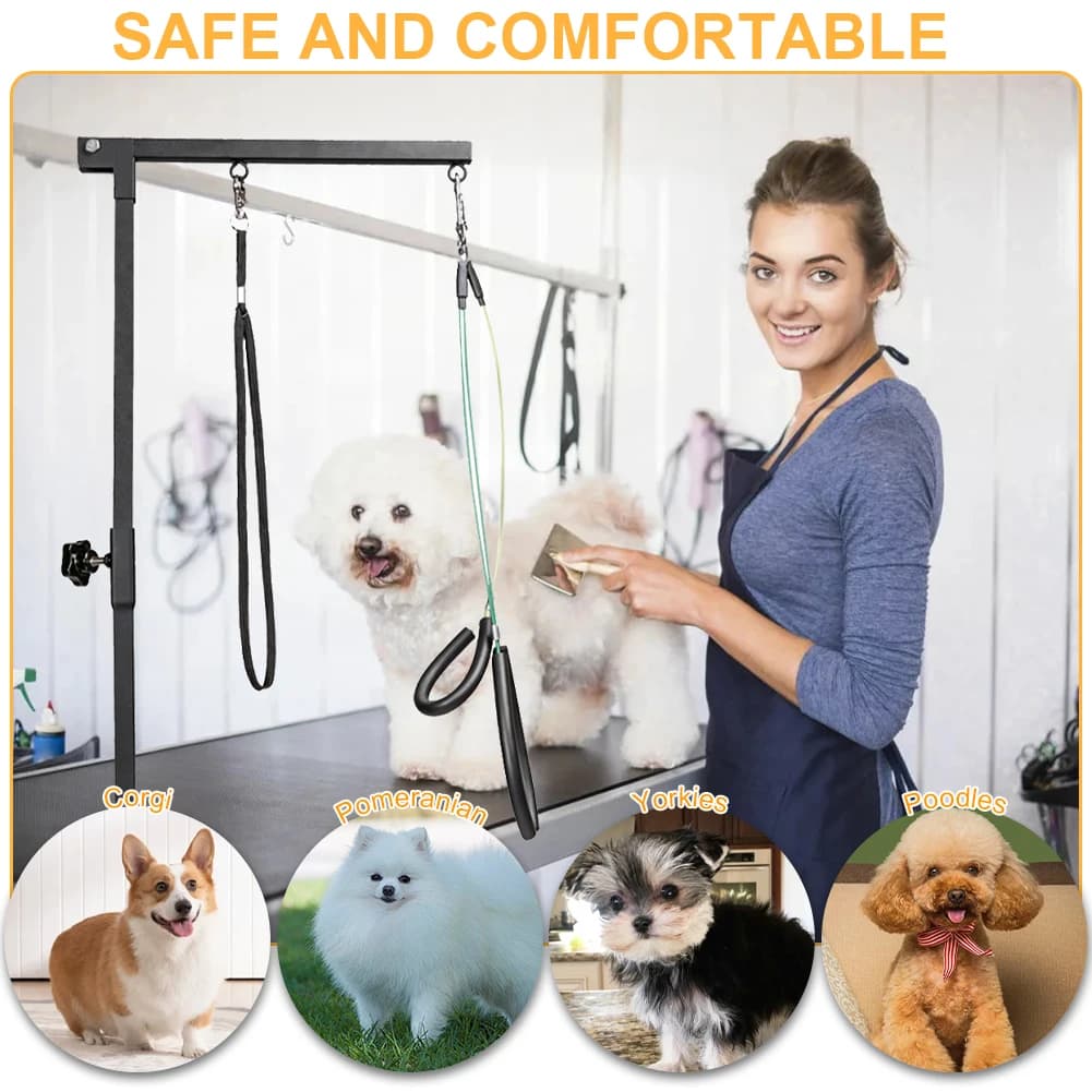 Supporto per tavolo da toelettatura per cani, braccio telescopico in acciaio inossidabile per doccia e toelettatura di cani e gatti, con funzione di sollevamento