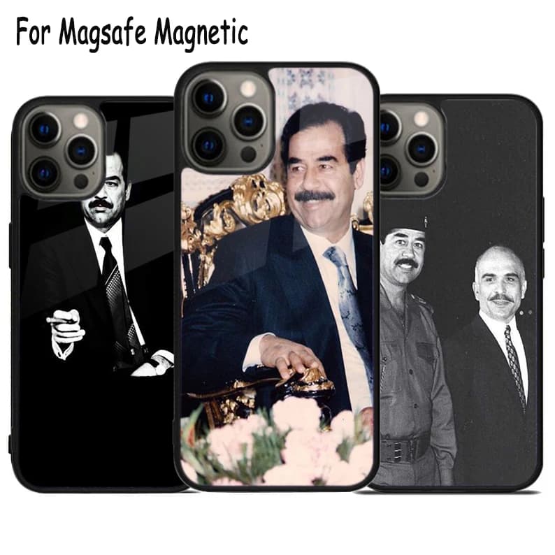 Cover magnetica Magsafe per iPhone 17 Air 15 16 16e 14 13 11 12 Pro Max Plus con ricarica wireless, ispirata ai romanzi di Saddam Hussein