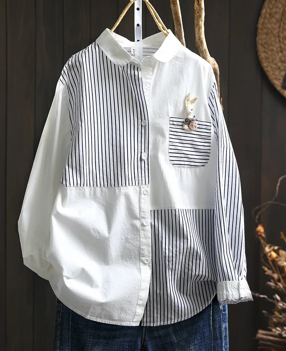 Abiti autunnali 2026 donna Giappone harajuku moda cotone patchwork a righe camicie e camicette Abbigliamento estetico donna top