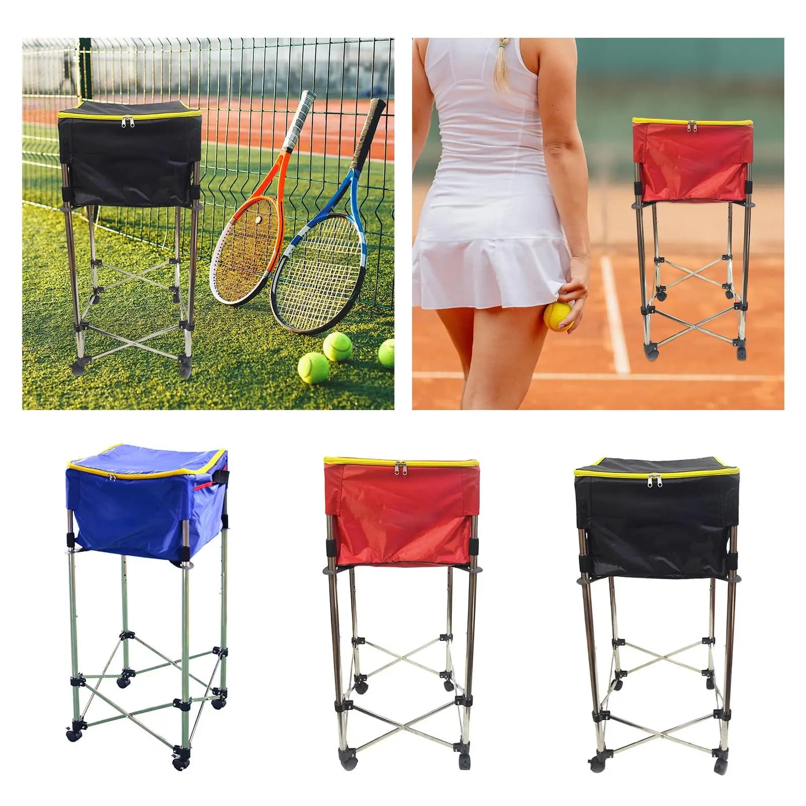 Carrello per palline da tennis, Carrello da tennis con ruote, Porta palline da tennis professionale da 150,