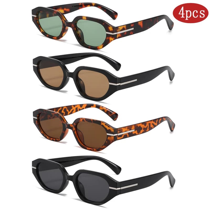 Camping 4 Sets Fashion Square Anti Light Glasses Women Men Cat Eye Sunglasses Luxury Colorful Unisex Outdoor Glasses UV400