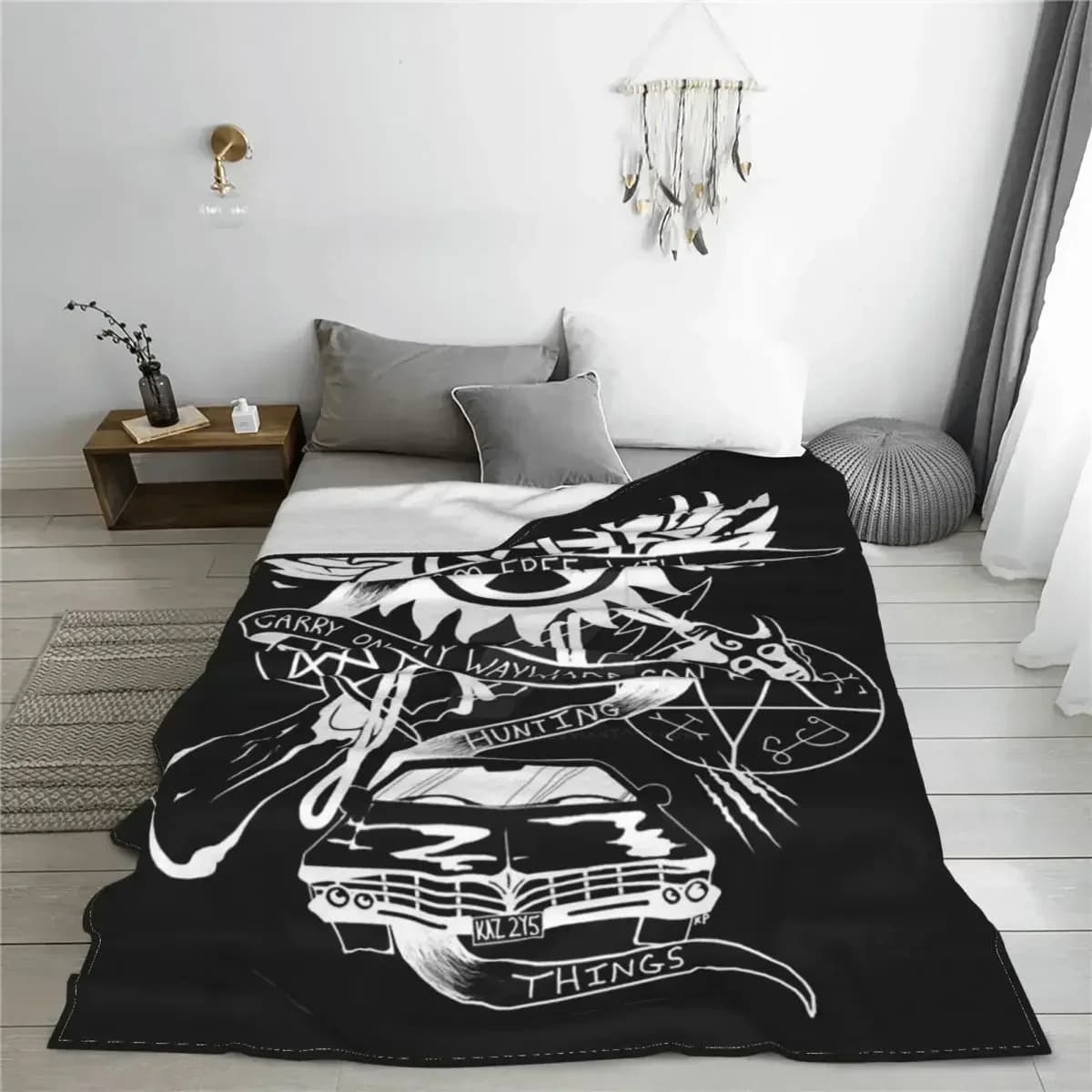 Carry On My Wayward Son coperta flanella Supernatural Movie simboli coperta Ultra-morbida per copriletto da viaggio in aereo