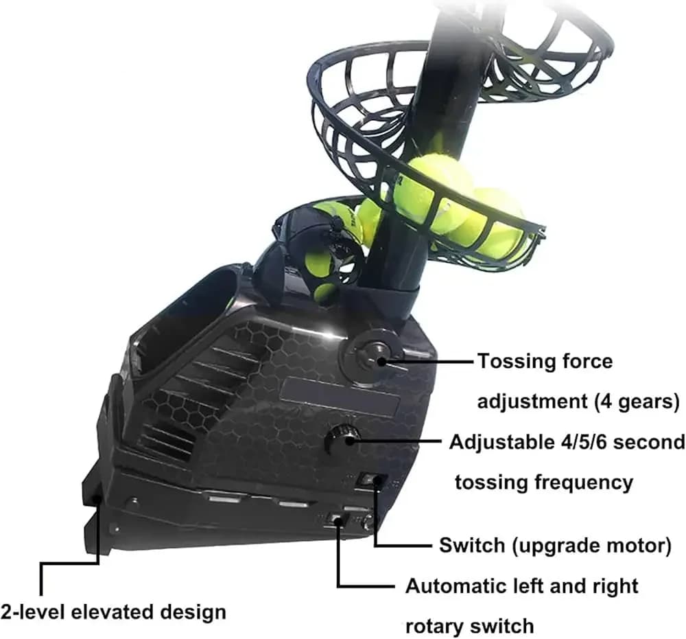 Macchina da servizio portatile per padel da tennis, pickleball, con guida scorrevole, macchina per lanciare palline, macchina per l'aiuto alla pratica del tennis, DUE set