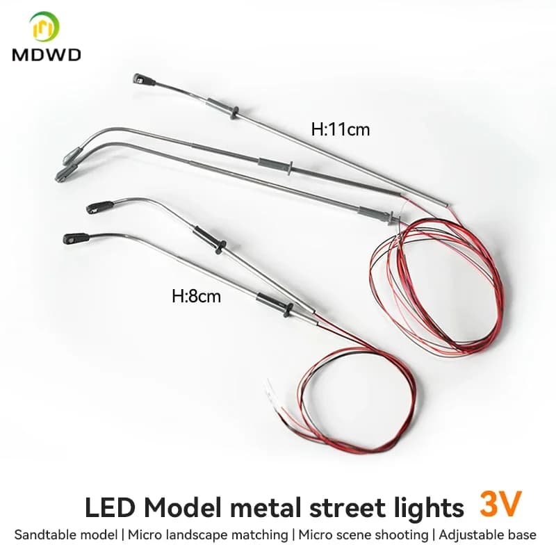 10 pz HO Scala Lampione stradale 3 V FAI DA TE LED Luci in miniatura Testa Bianco/Bianco caldo Luce Ferrovia Treno Layout Lampada