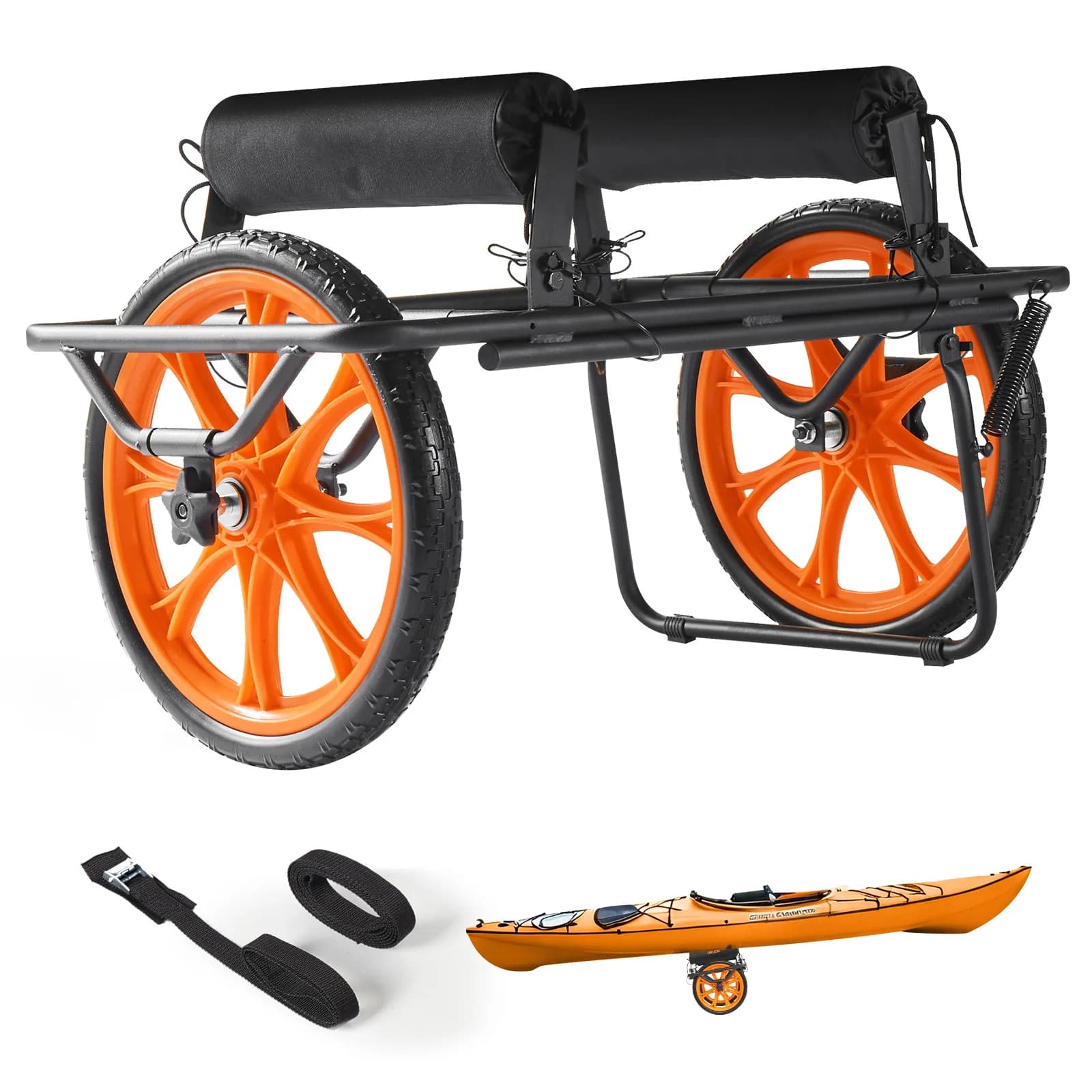 Carrello per Kayak e Canoa SucceBuy 330LBS con Ruote in Gomma Piena da 15 Pollici e Cavalletto, Carrello per Paddleboard