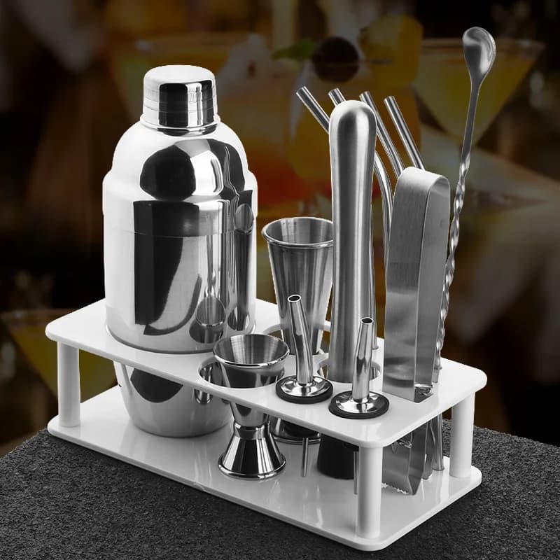 Set di Strumenti da Bar con Shaker Boston da 550ml, Kit per Miscelare Cocktail con Supporto