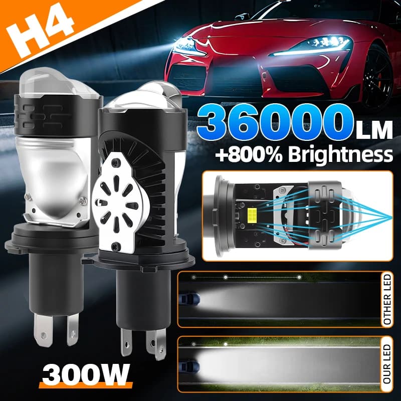 2 pz H4 Led Canbus Lampadine Per Faro Con Mini Lente Del Proiettore 36000LM 9003/HB2 Fascio Alto/Basso Per Auto Moto 6500 K Lampade Bianche