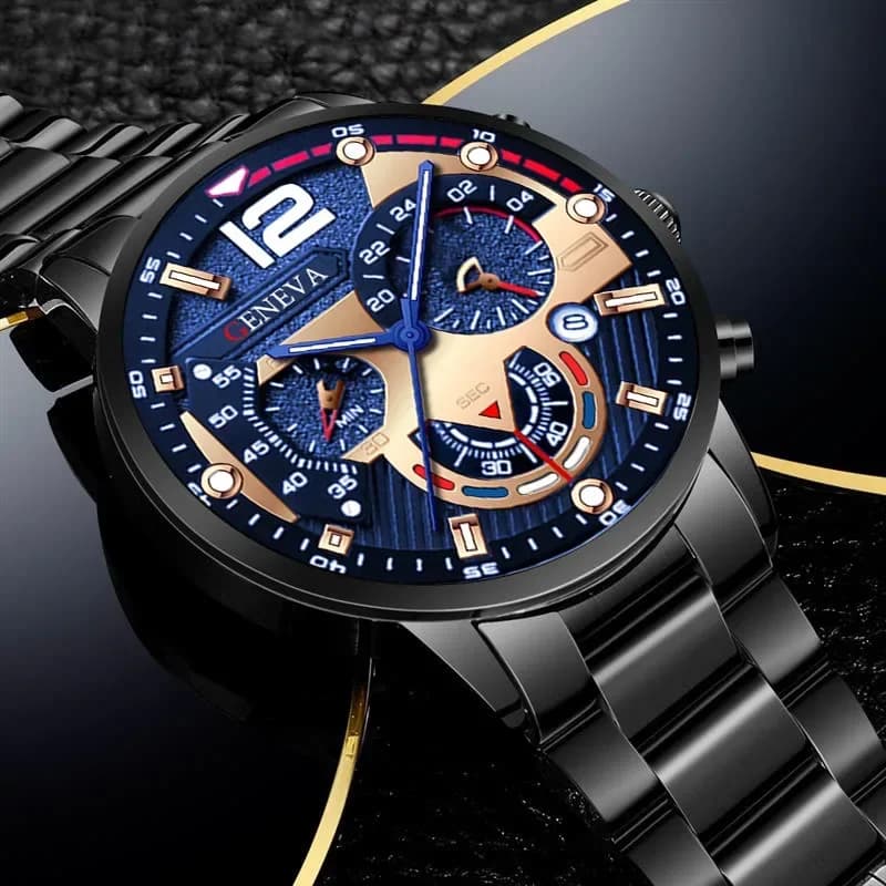 NEWFashion Mens Stainless Steel Watch Luxury Quartz Watch Calendar Luminous Watch Casual Business Men's Watch Reloj Hombre