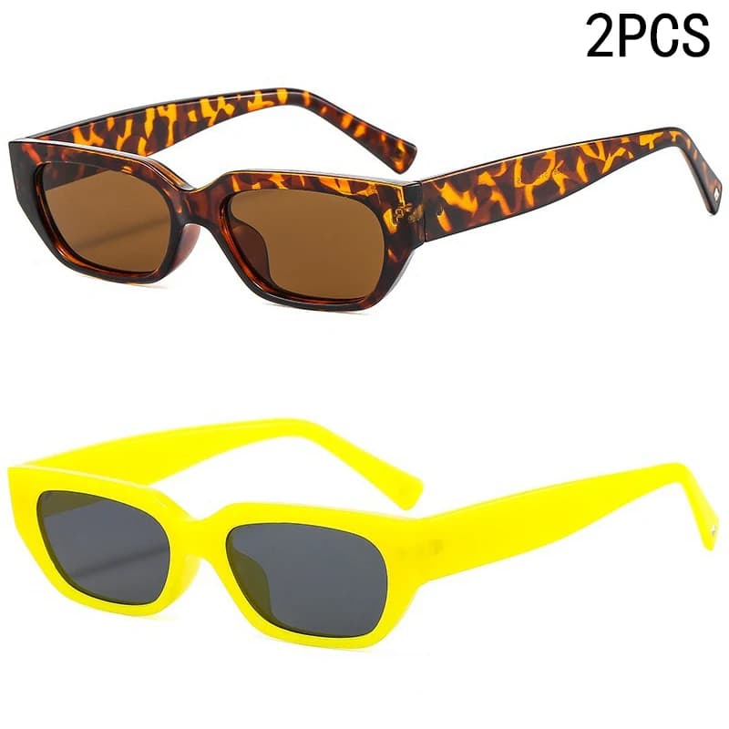 2PCS 2025 Retro piccola cornice quadrata occhiali da sole larghi e stretti occhiali da sole per auto protezione solare color caramella da uomo JH3081