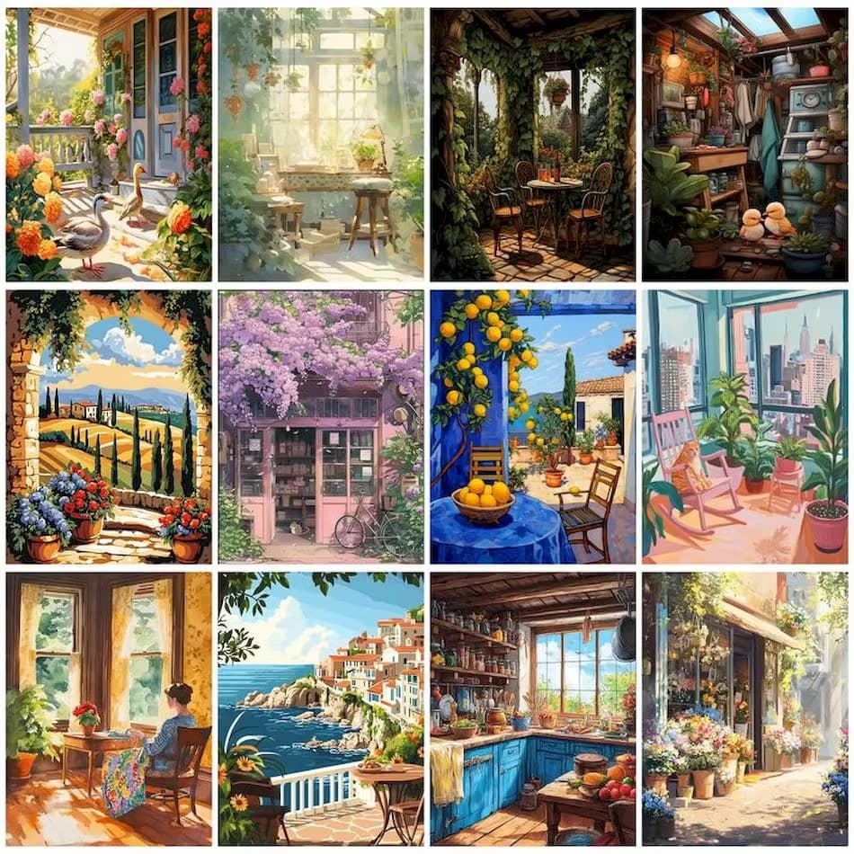 5D DIY Diamond Painting Cross stitch Indoor houses Landscape Diamond Mosaic Handmade Art Exquisite Gift Home Decoration