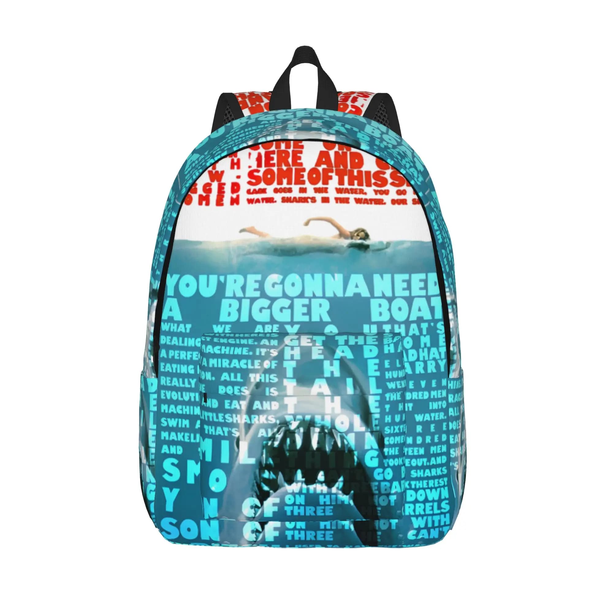Zaino iconico del film Jaws 50th Anniversary per uomo, donna, adolescente, scuola superiore, lavoro, borsa a tracolla classica a forma di squalo, regalo