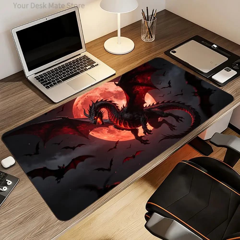 Blood Moon Dragon Mouse Pad Large Computer Office Game Table Mats Rubber Anti-slip Gaming Keyboard Mousepad Long Desk Pads .