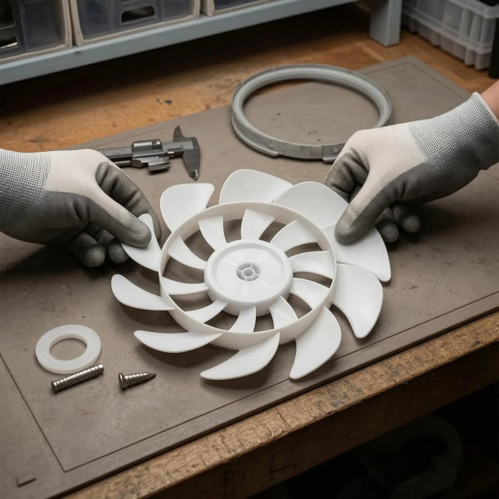 10-Inch Fan Blade White Turbine-Style Fan Blade Appliance Component Glossy Quiet Operation for Electric Fans