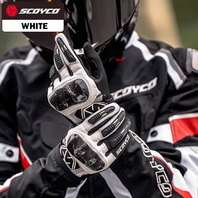SCOYCO Motorcycle Gloves Touch Screen Breathable MBX/MTB/ATV Cycling Gloves Women Men Reflective Gloves White Gloves
