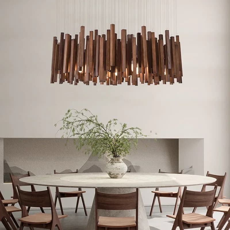 Walnut Wood Ceiling Chandelier Japanese Wabi Sabi Retro Wooden Pendant Lamp Living Room Farmhouse Kitchen Island Hanging Lights