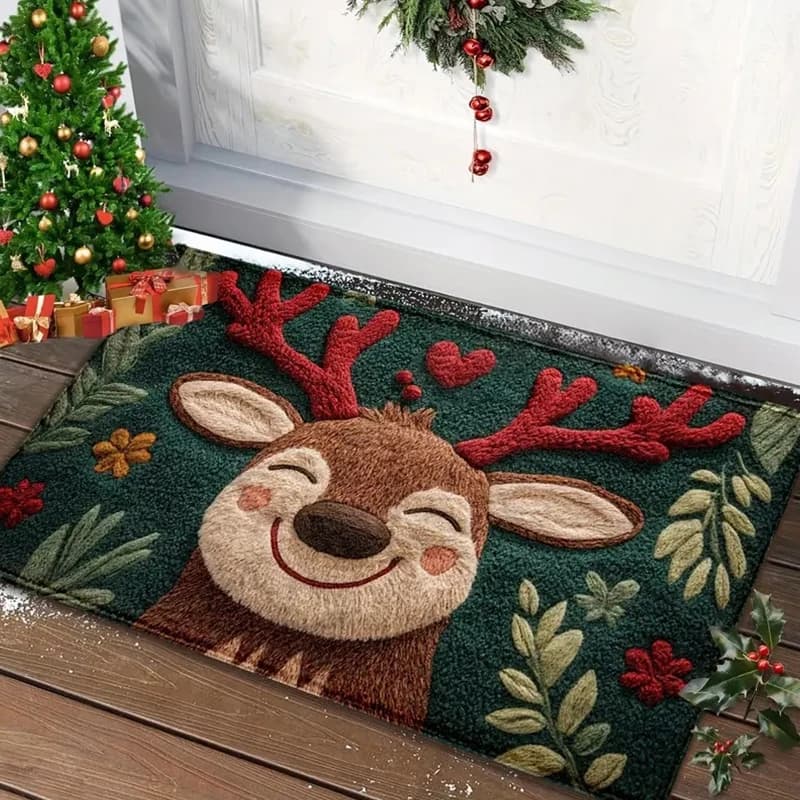 Christmas Santa Claus red Gingerbread man carpet for exterior and interior New Year 2026 Christmas decoration mat for Christmas home