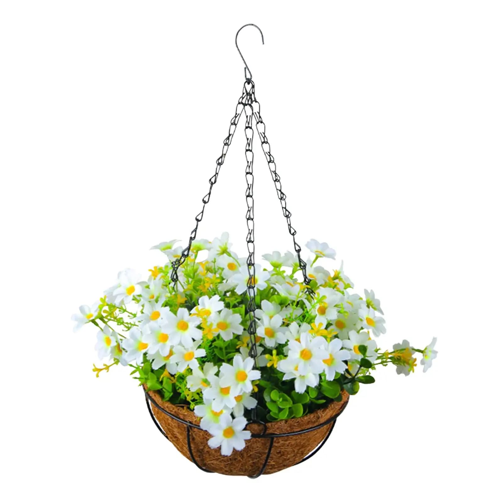 Fiori artificiali pendenti nel cesto, pianta finta appesa per
