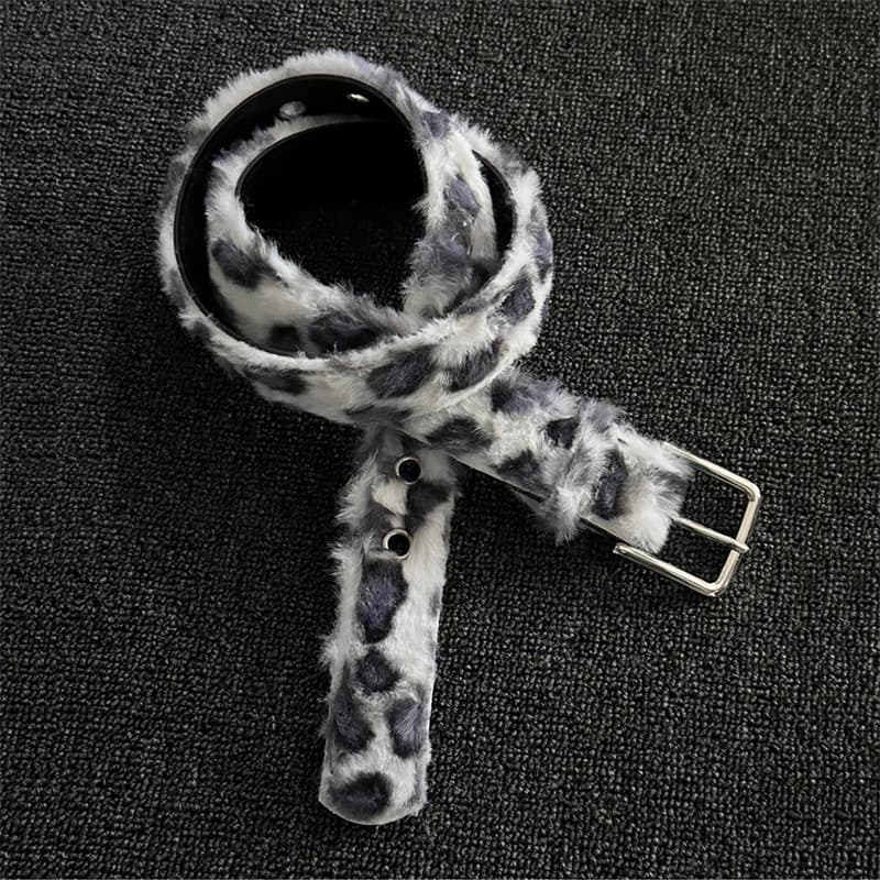 Cintura in Peluche da Donna, Tendenza Moda Y2K, Accessorio Versatile per Jeans, Cintura con Fibbia in PU