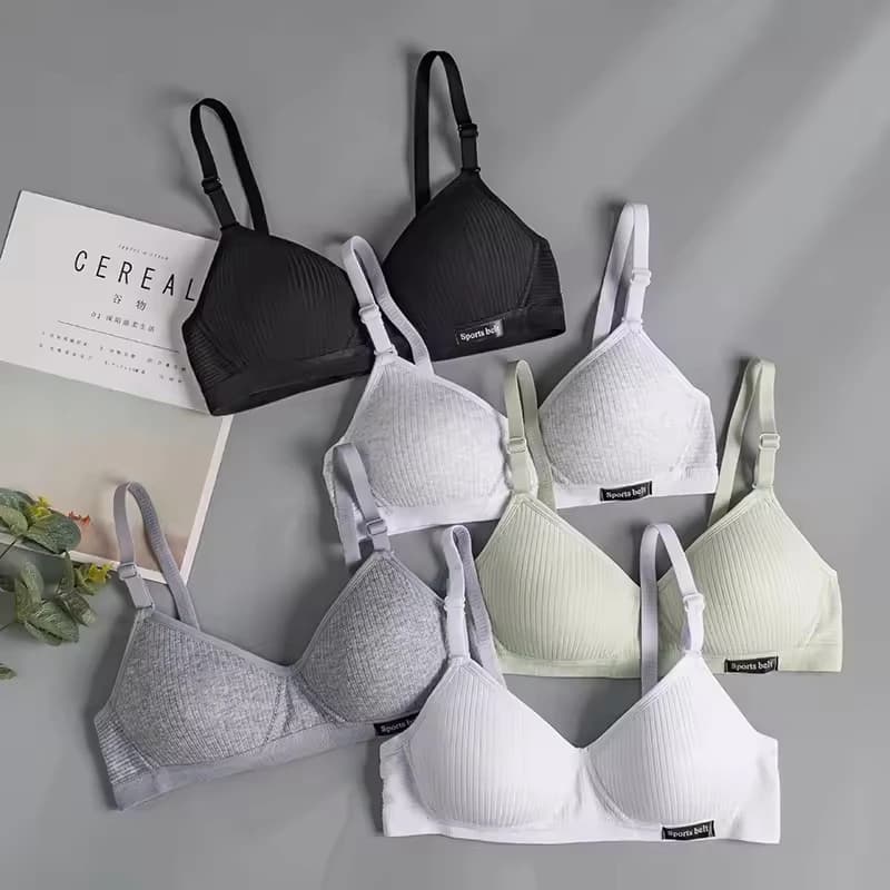 Reggiseno comodo con coppa AB da ragazza, intimo in cotone per studentesse adolescenti, reggiseno sportivo da yoga con ferretto e arricciatura a V.
