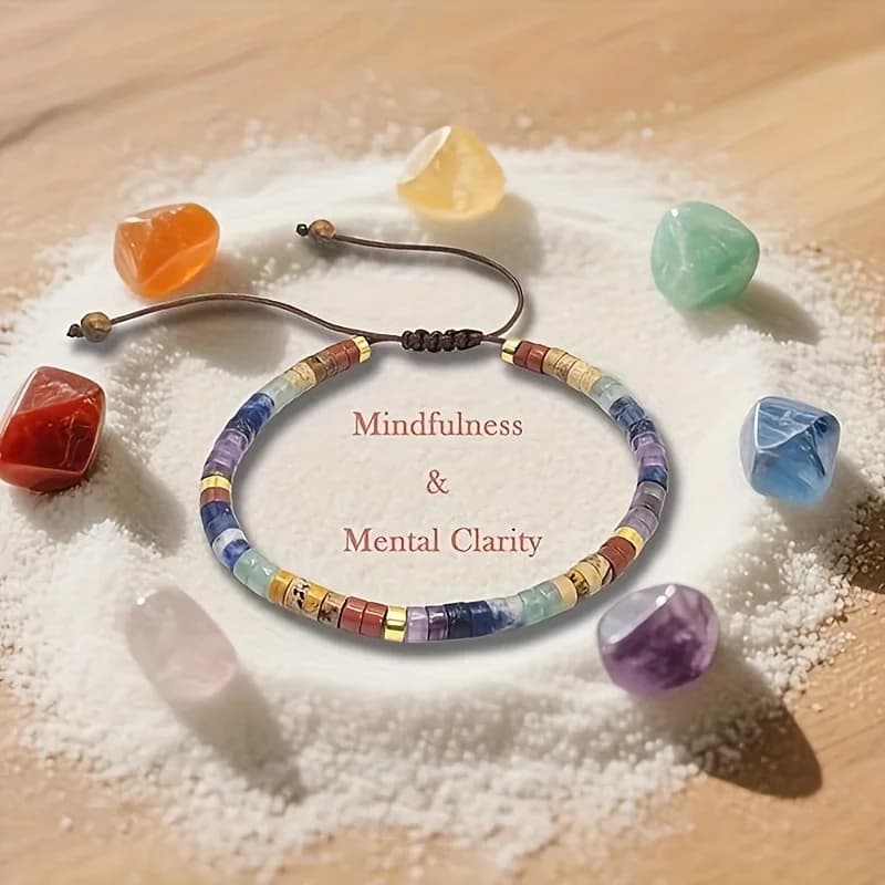 Bracciale con perline in pietra naturale con i sette chakra, progettato appositamente per le donne