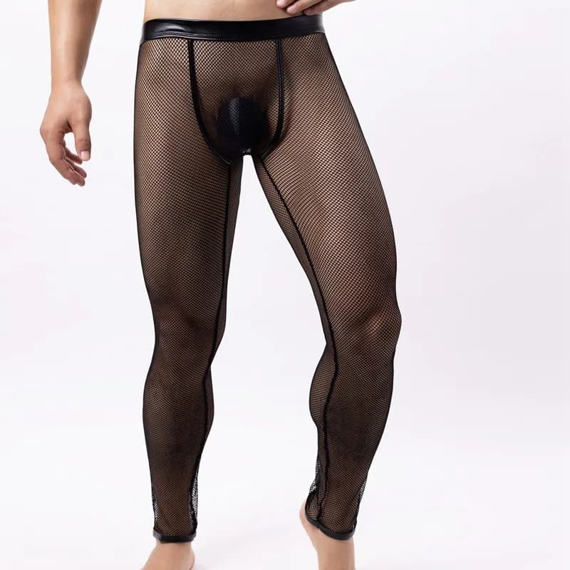 Pantaloni Esotici da Uomo in Rete, Ultra-sottili, Leggeri, Trasparenti, con Tasca Frontale, Leggings Aderenti, Intimo Gay